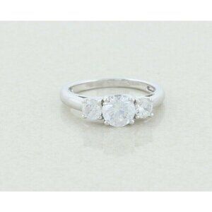 Sterling Silver CZ Three Stone Ring Size 6 Pretty Sparkly
